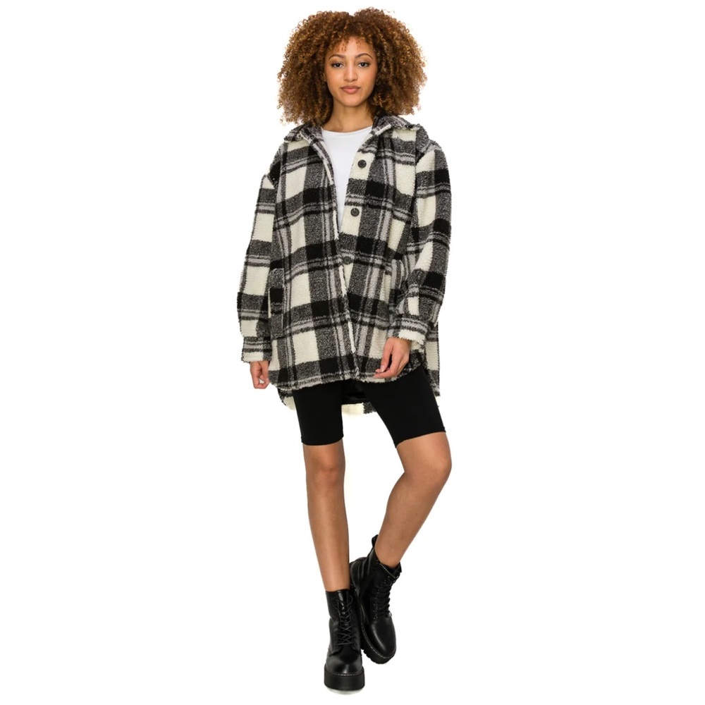 NWOT Cali 1850 Plaid Sherpa jacket coat XL